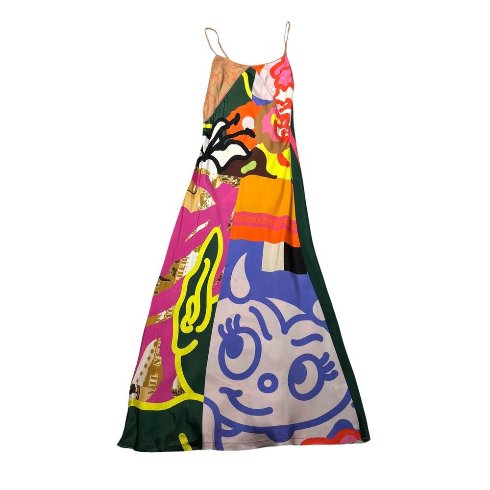 Brain Dead Lindberg Maxi Slip Dress Womens Medium Multicolor Graphic Psychedelic